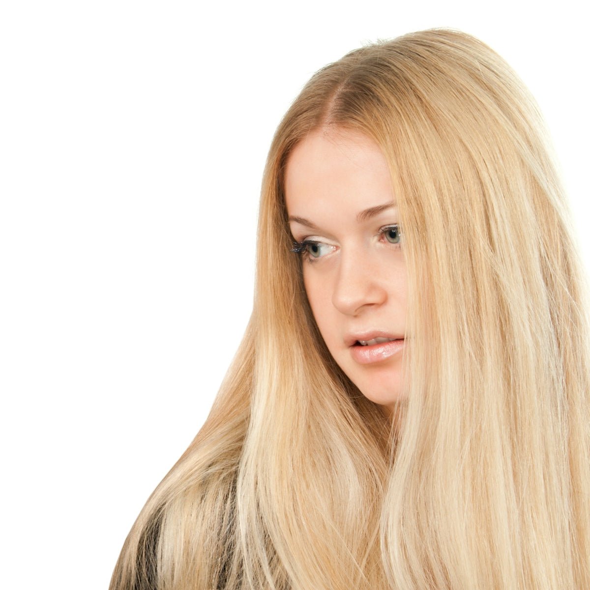 A woman with long blonde hair looking at the camera