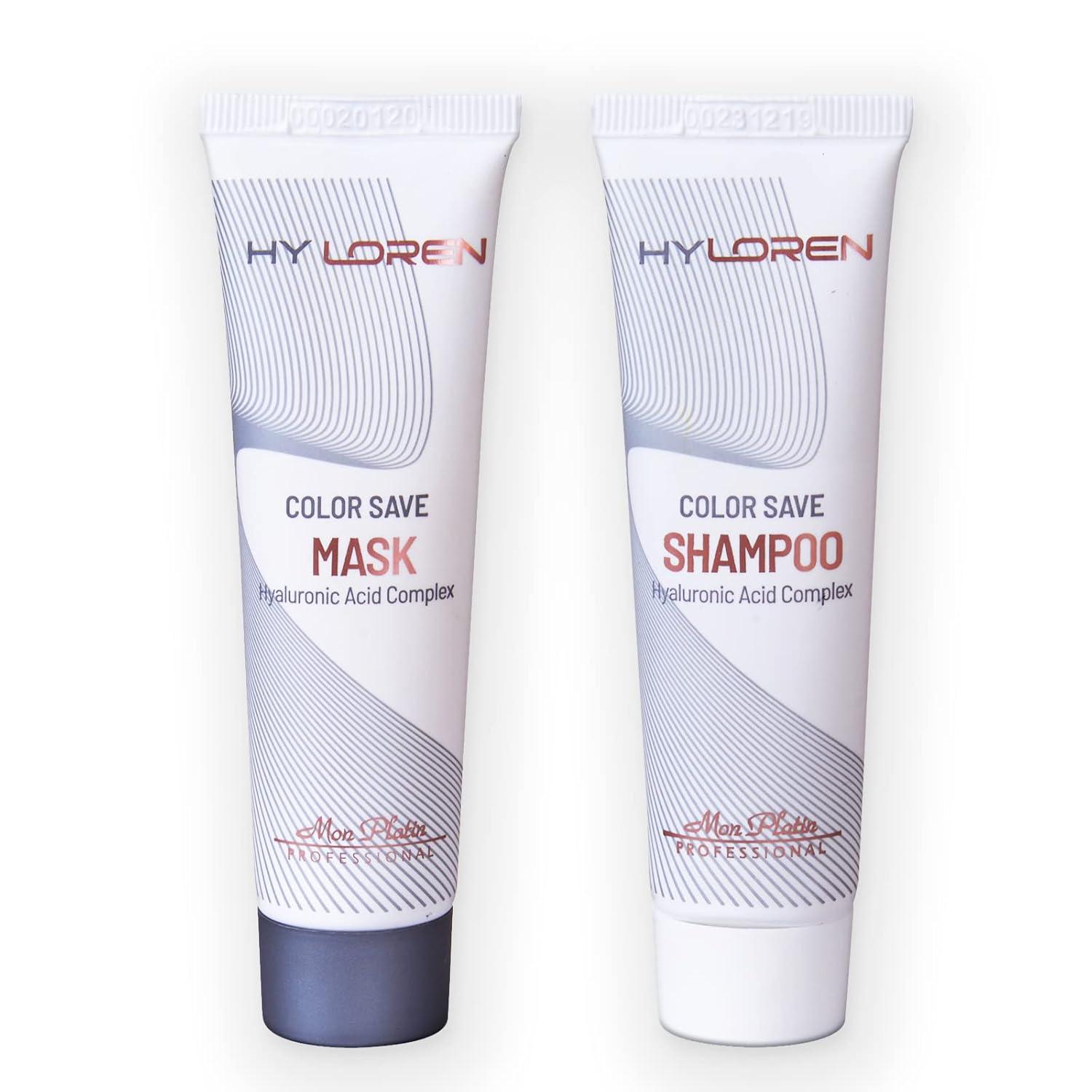 HYLOREN Smoother Shampoo & Mask Travel Duo - Hyaluronic Acid Mini Set for Keratin Brazilian Straightened Hair - Anti - Frizz - 1oz Each - hair - care - kit Mon Platin USA