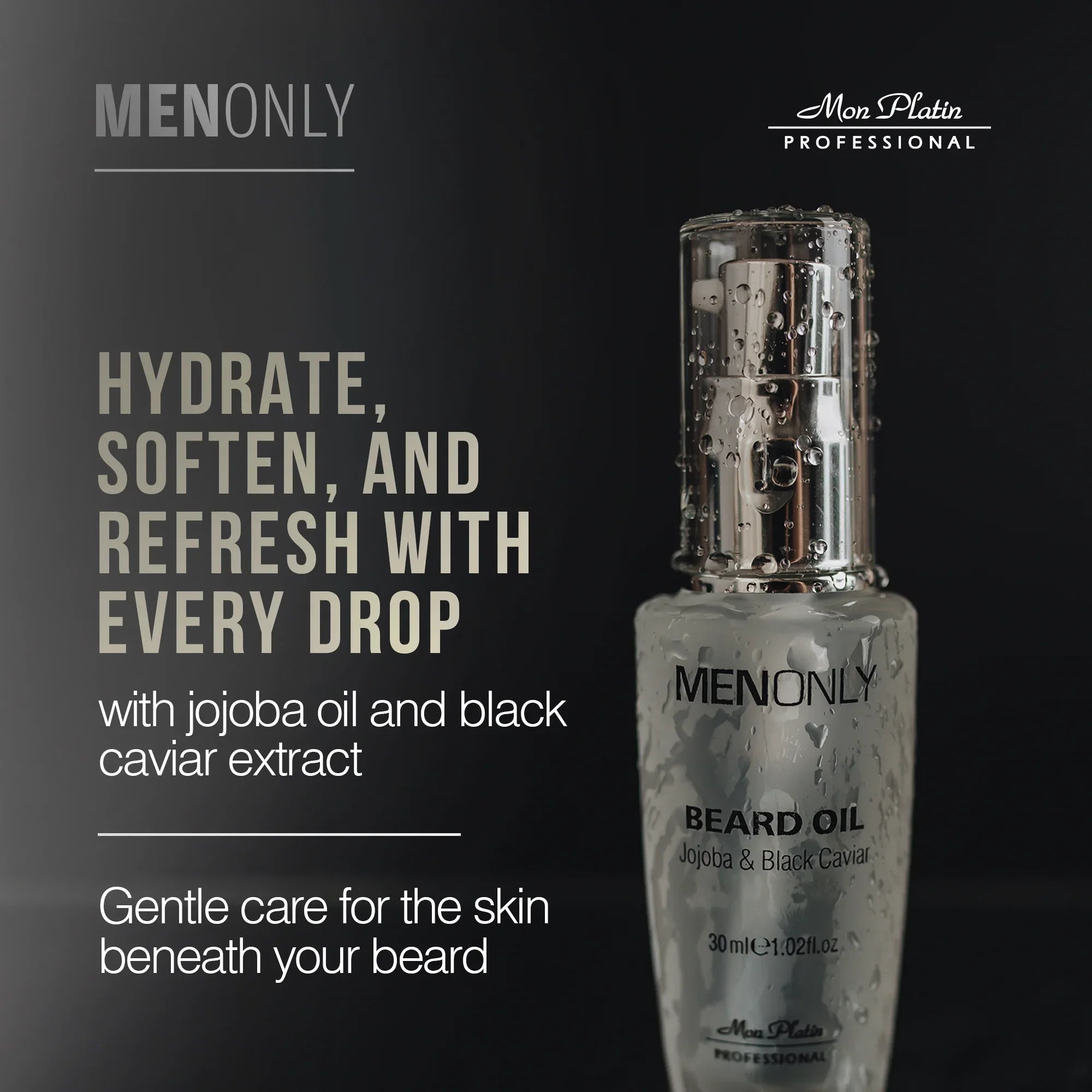 MenOnly Beard Oil - Jojoba Tea Tree Black Caviar Softening Hydrating Oil for Beard & Skin - 1oz