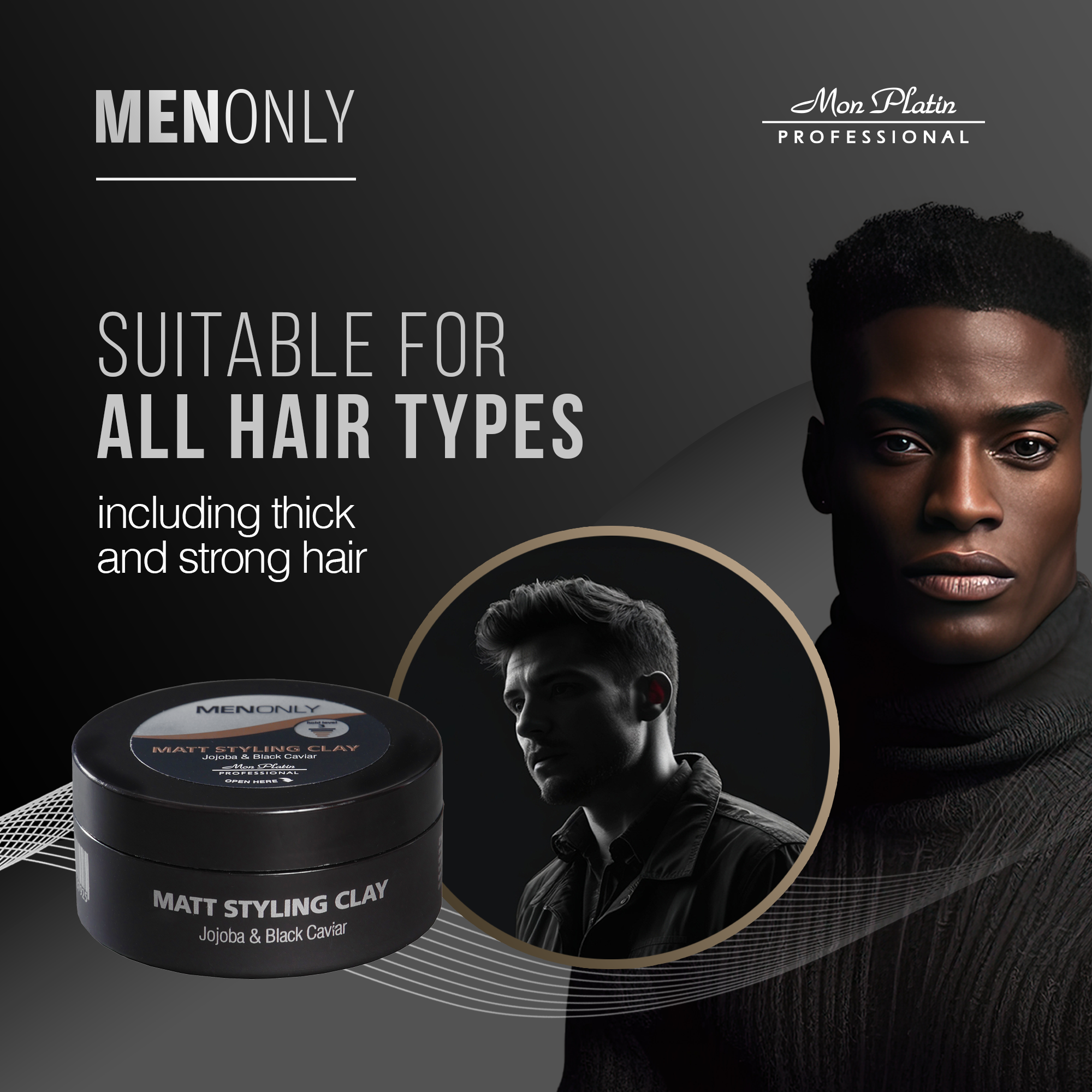 MenOnly Matte Styling Clay - Jojoba Oil Styling Clay Matte Finish Strong Hold for Men - 5oz