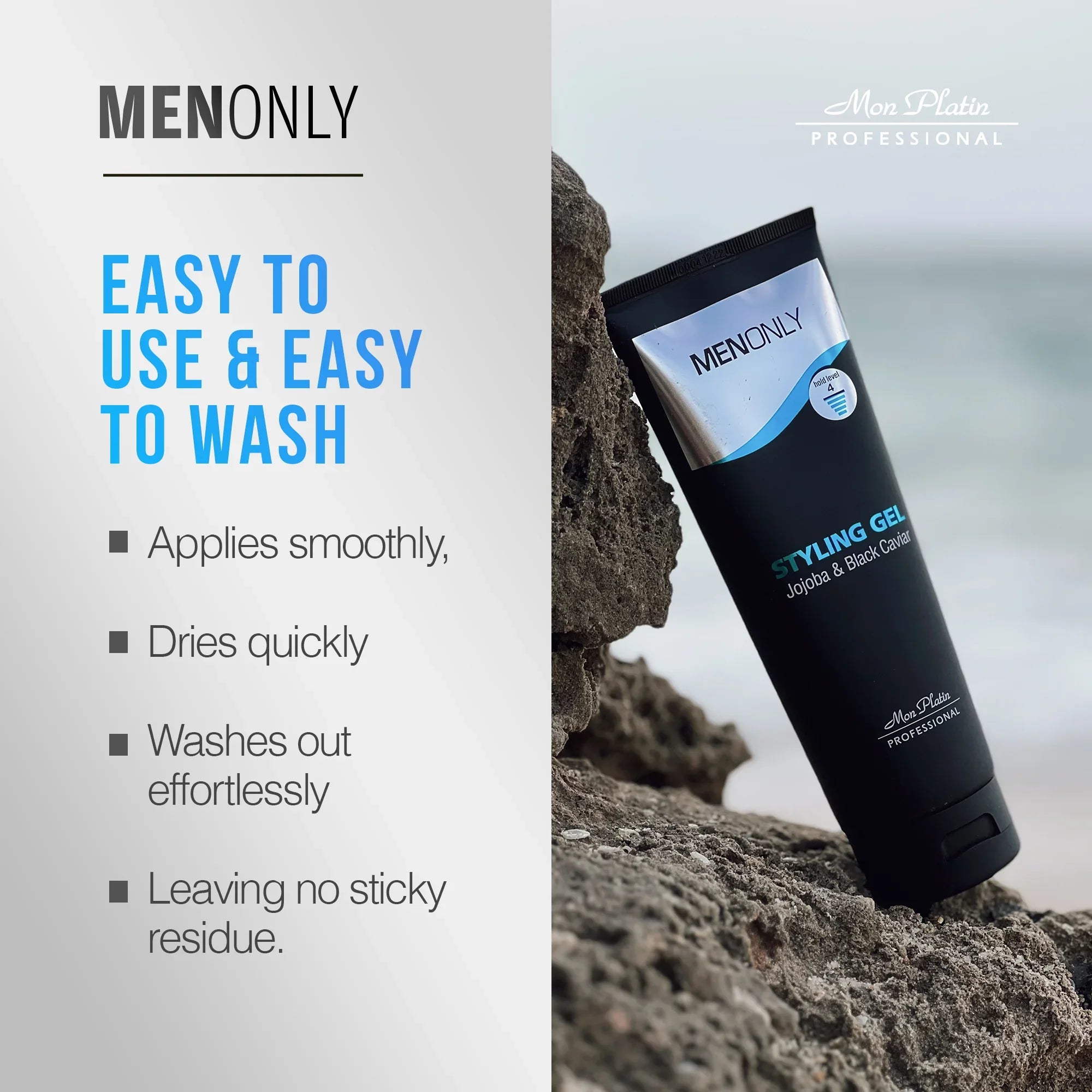 Men’s Styling gel with Jojoba & Black caviar – Men’s Hair Gel with Black Caviar and Jojoba, Strong Hold, Anti-Dandruff Formula, Keeps Hair Styled, Healthy, and Shiny 8.5 oz / 250 ml