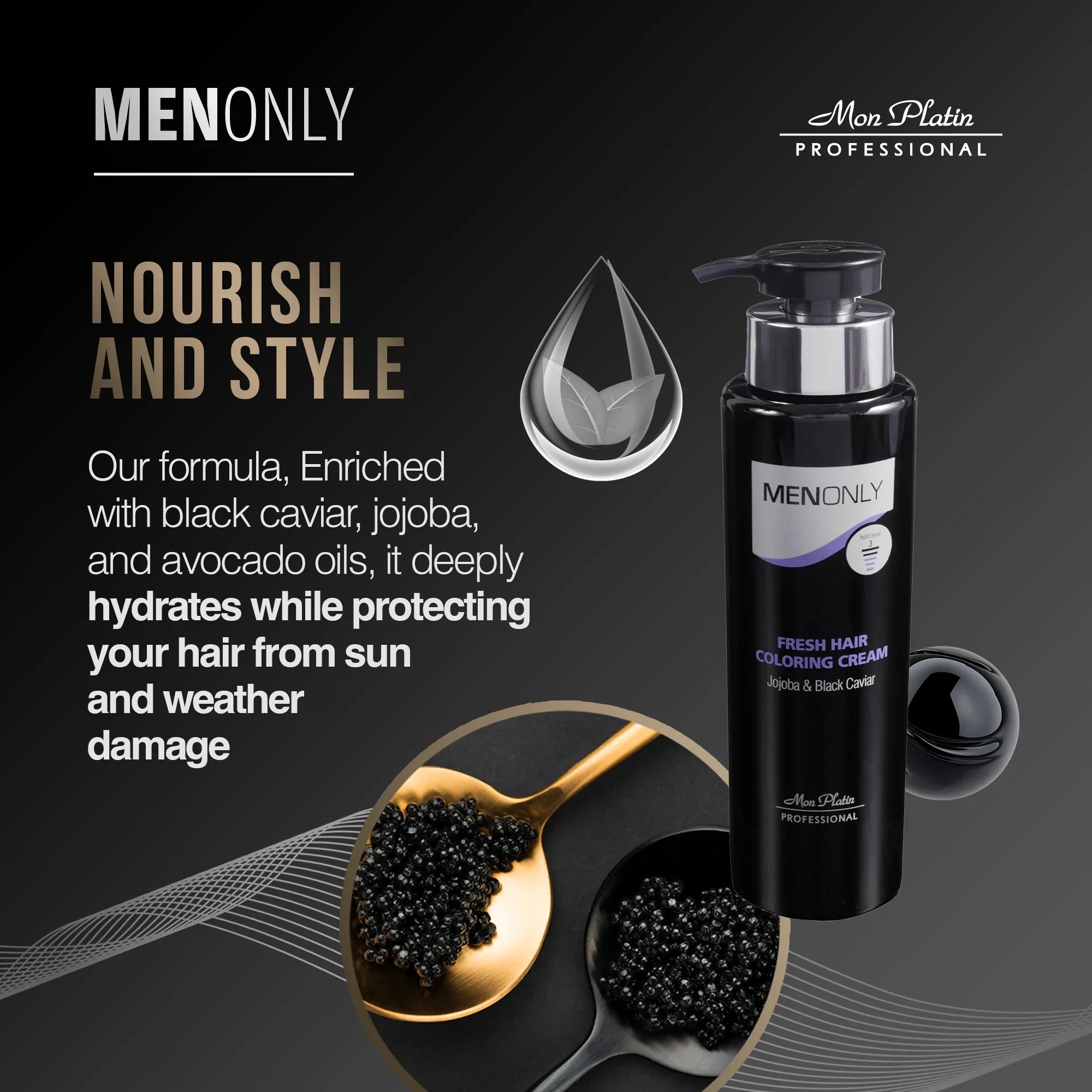 MenOnly Fresh Hair Coloring Cream - Grey Coverage Styling Cream with Hold for Men - 4oz