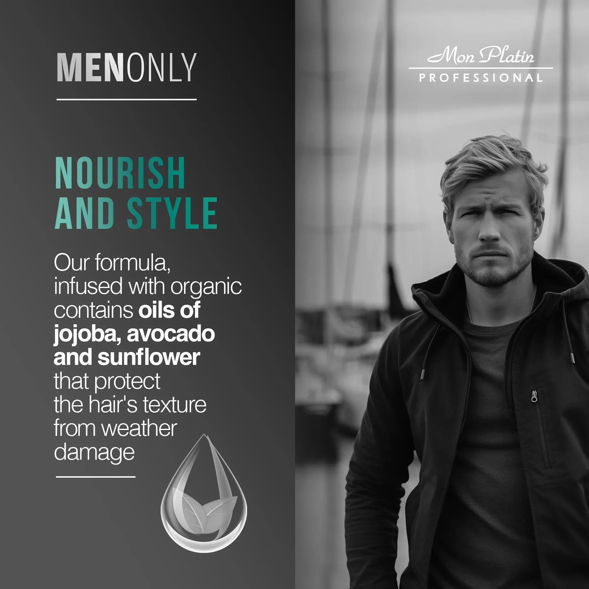 MenOnly Black Caviar Leave-In Hair Cream - Jojoba Avocado Moisturizer for Men - Smooth Shine - 13.5oz