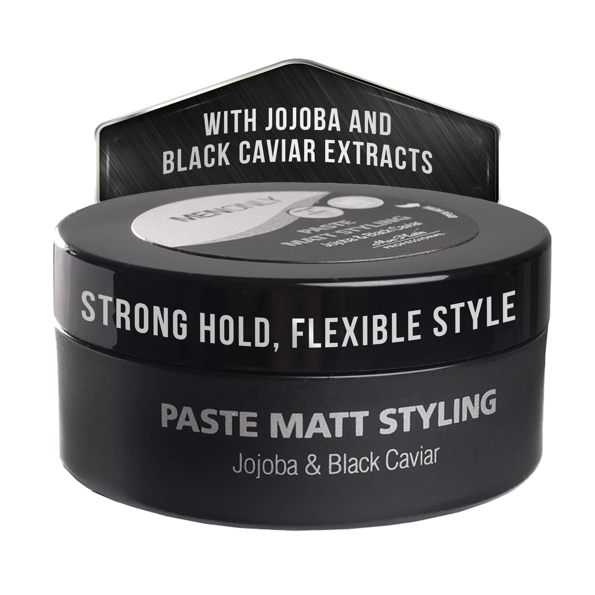 MenOnly Matte Styling Paste – Strong Hold, Non-Greasy Hair Wax with Jojoba & Black Caviar, 3 oz / 85 ml