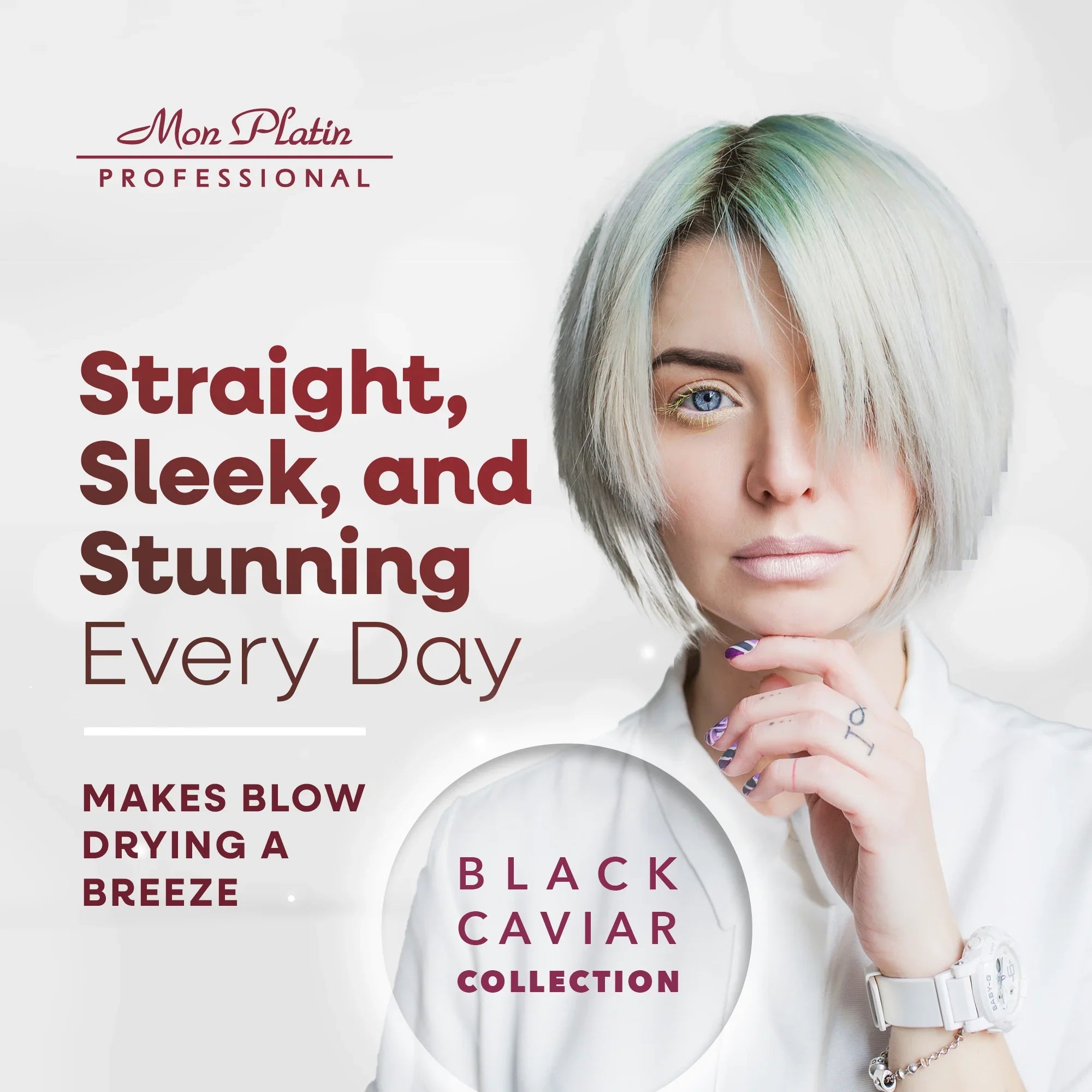 Mon Platin Black Caviar & Silk Protein Hair Serum - Treatment for Dry Damaged Color-Treated Hair - 3.5oz