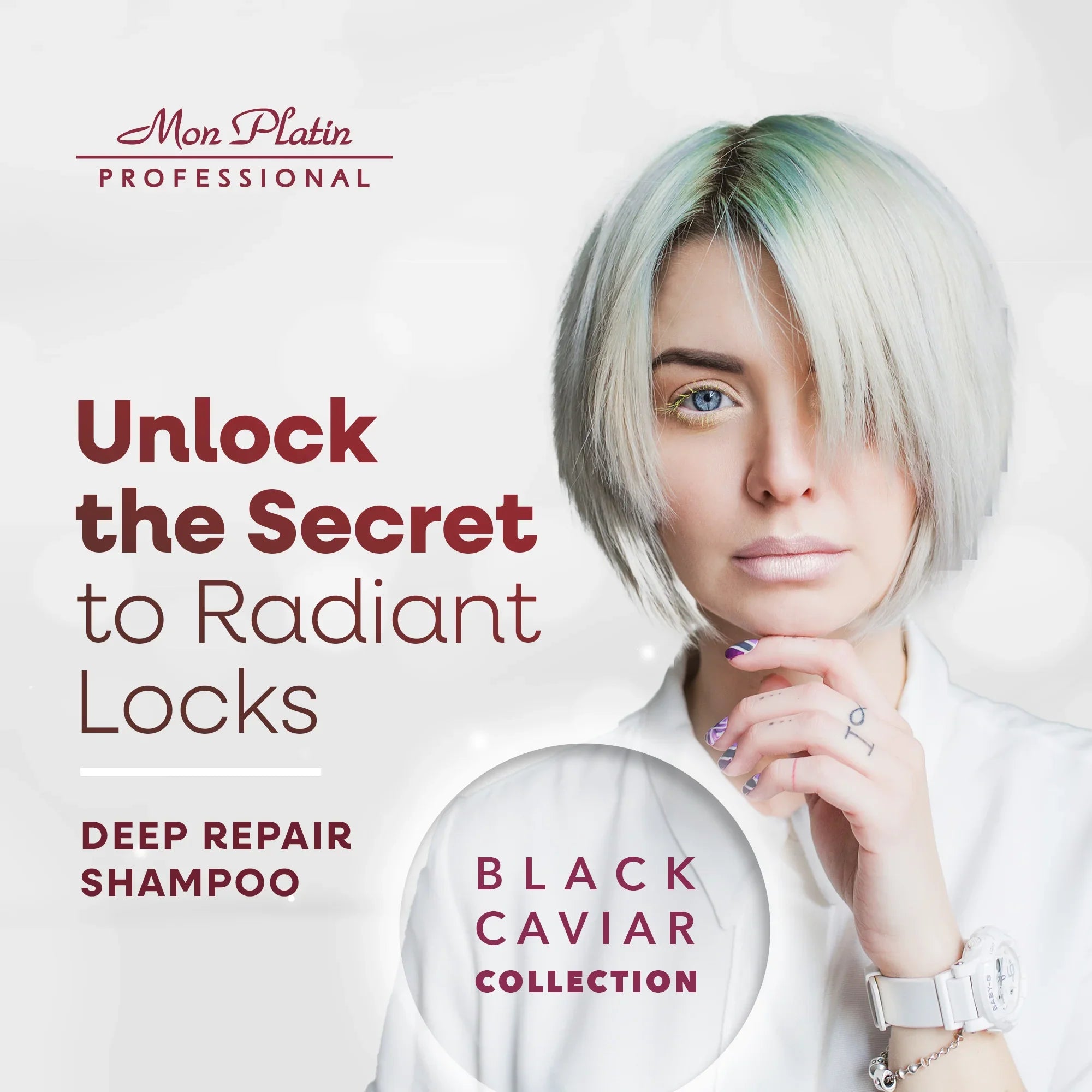 Mon Platin Black Caviar Total Repair Shampoo for Damaged Hair - Paraben-Free - 17oz