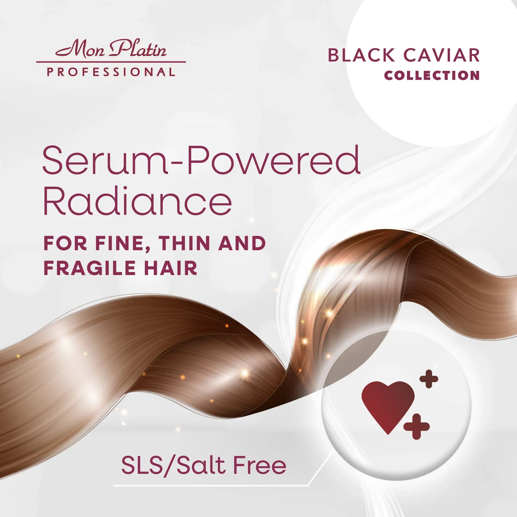 Mon Platin Black Caviar Volumizing Serum - Volume Boost for Fine Thin Fragile Hair - Silk Protein & Shine - 3.5oz