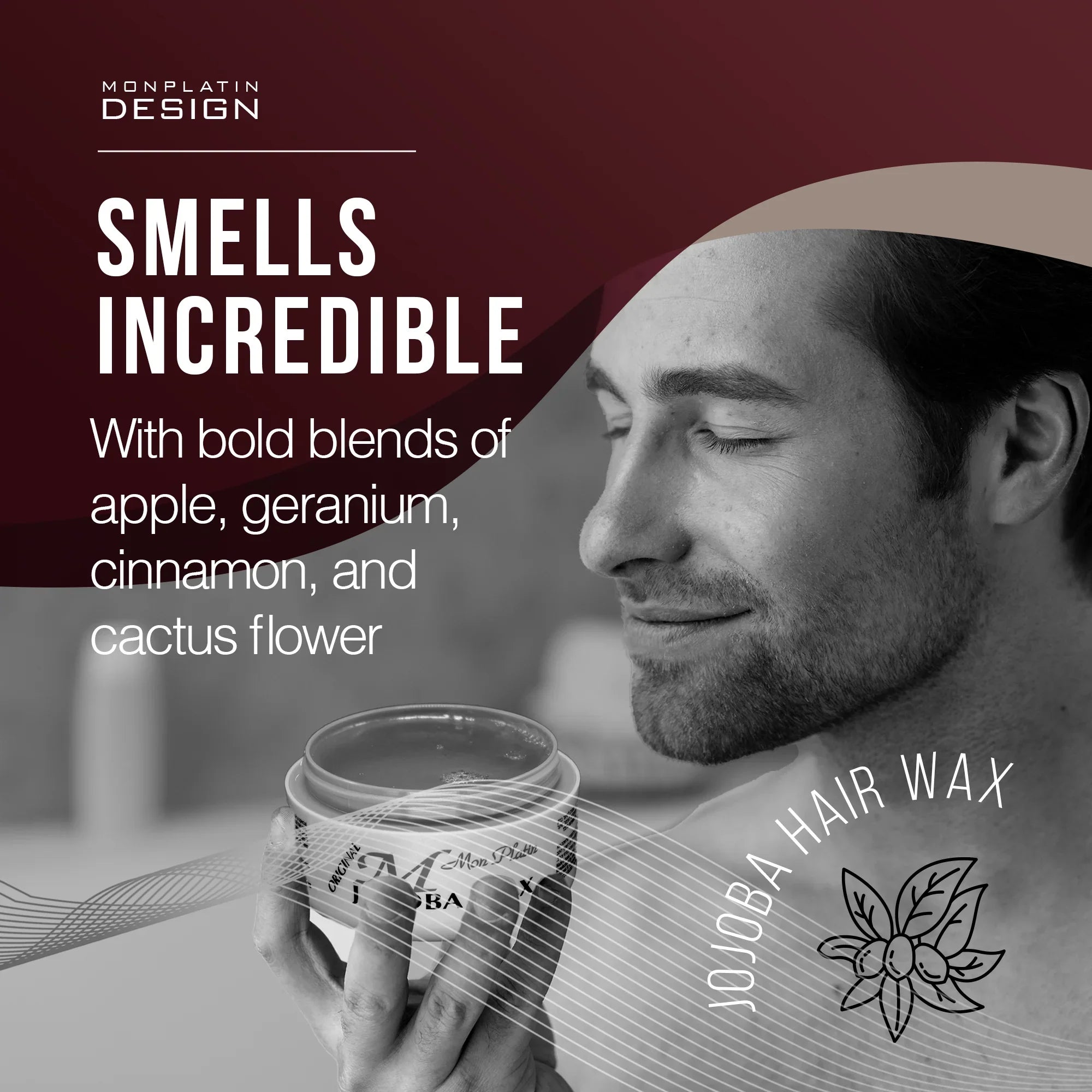 MenOnly Jojoba Styling Wax - Strong Hold, Non-Greasy Wet Look Hair Wax with Jojoba & Black Caviar- 5oz