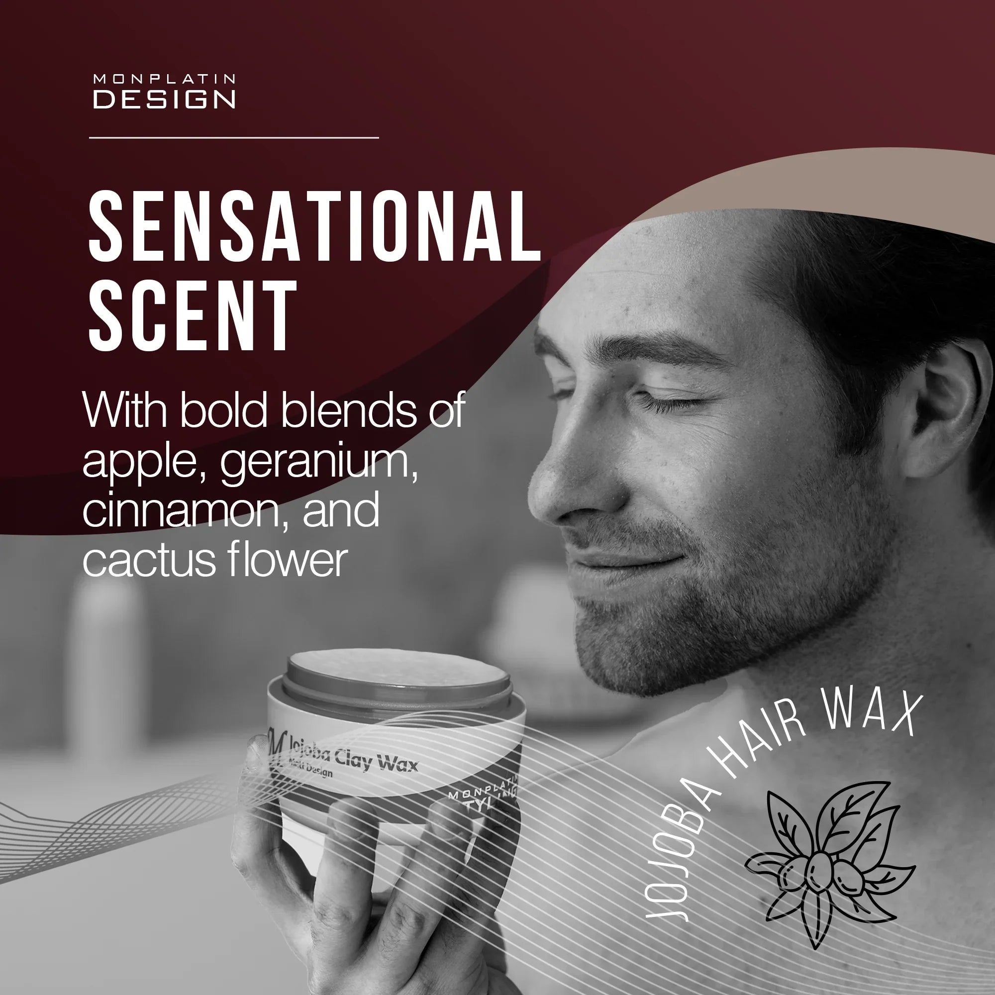 Mon Platin Jojoba Clay Hair Wax - Matte Styling Strong Hold for Men & Women - Flake-Free - 5oz