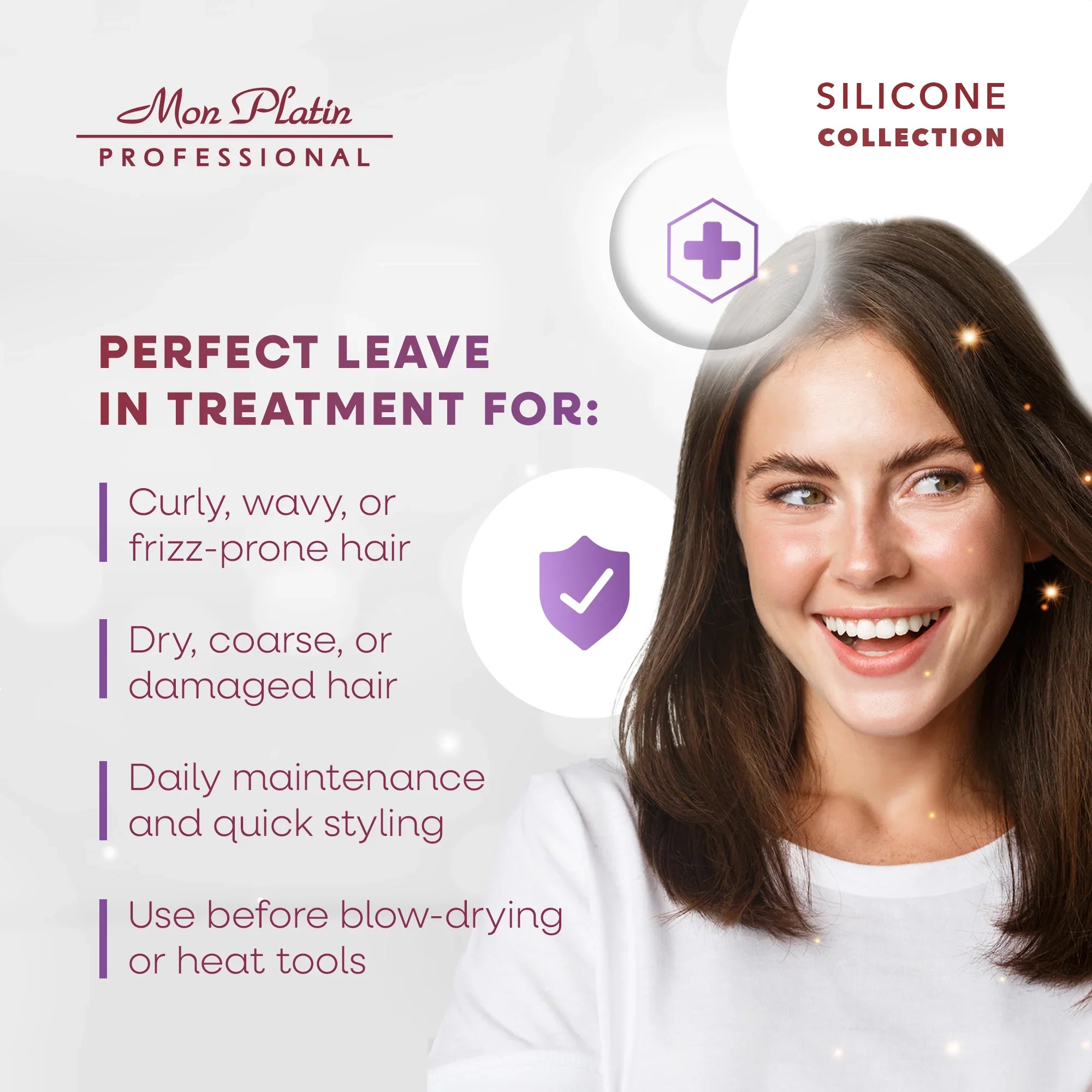 Mon Platin Silicone Hair Cream - Leave-In Detangler Moisturizer for Curly Wavy Dry Hair - 17oz