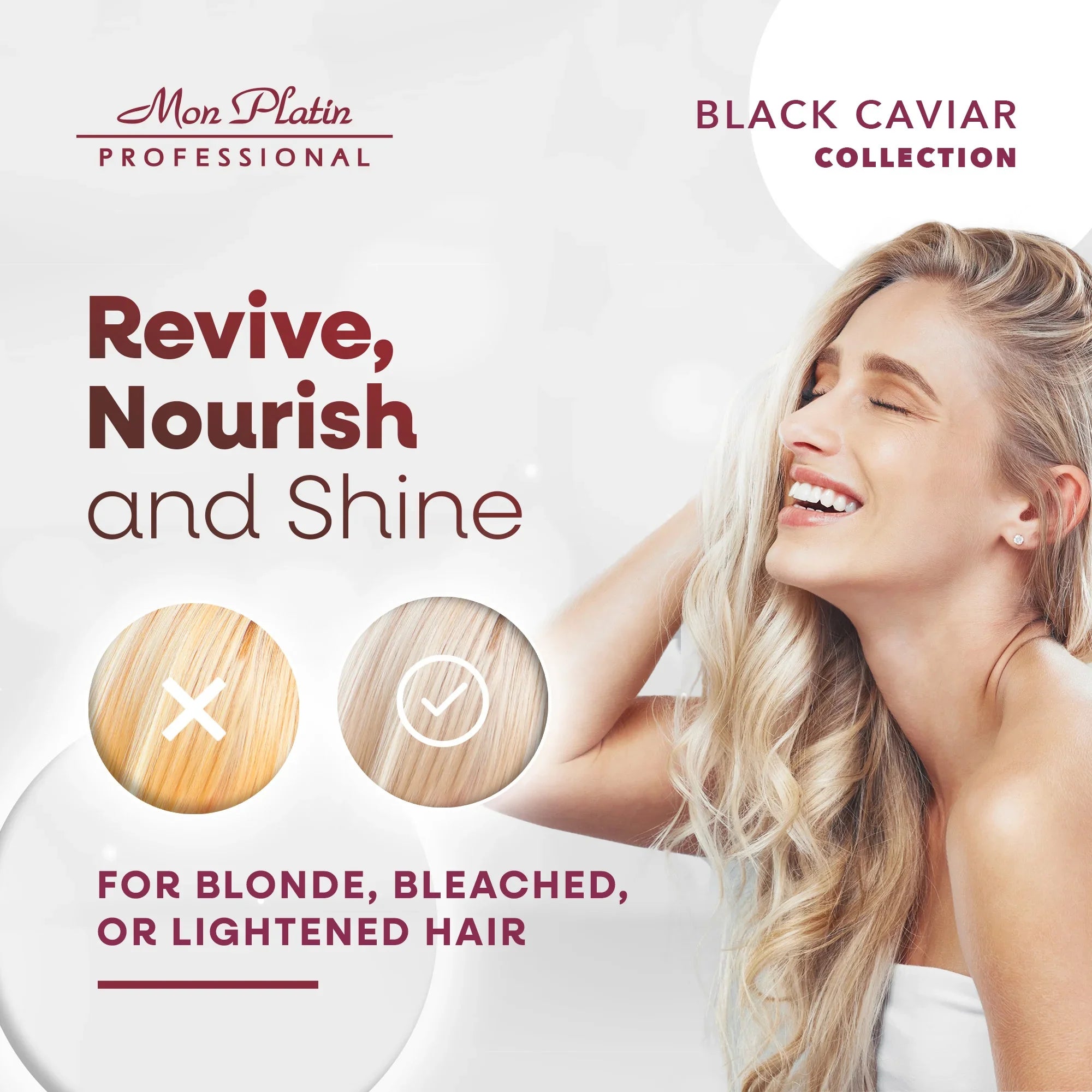 Mon Platin Black Caviar Blonde Shampoo - Moisturizing for Bleached Highlighted Color-Treated Hair - 17oz