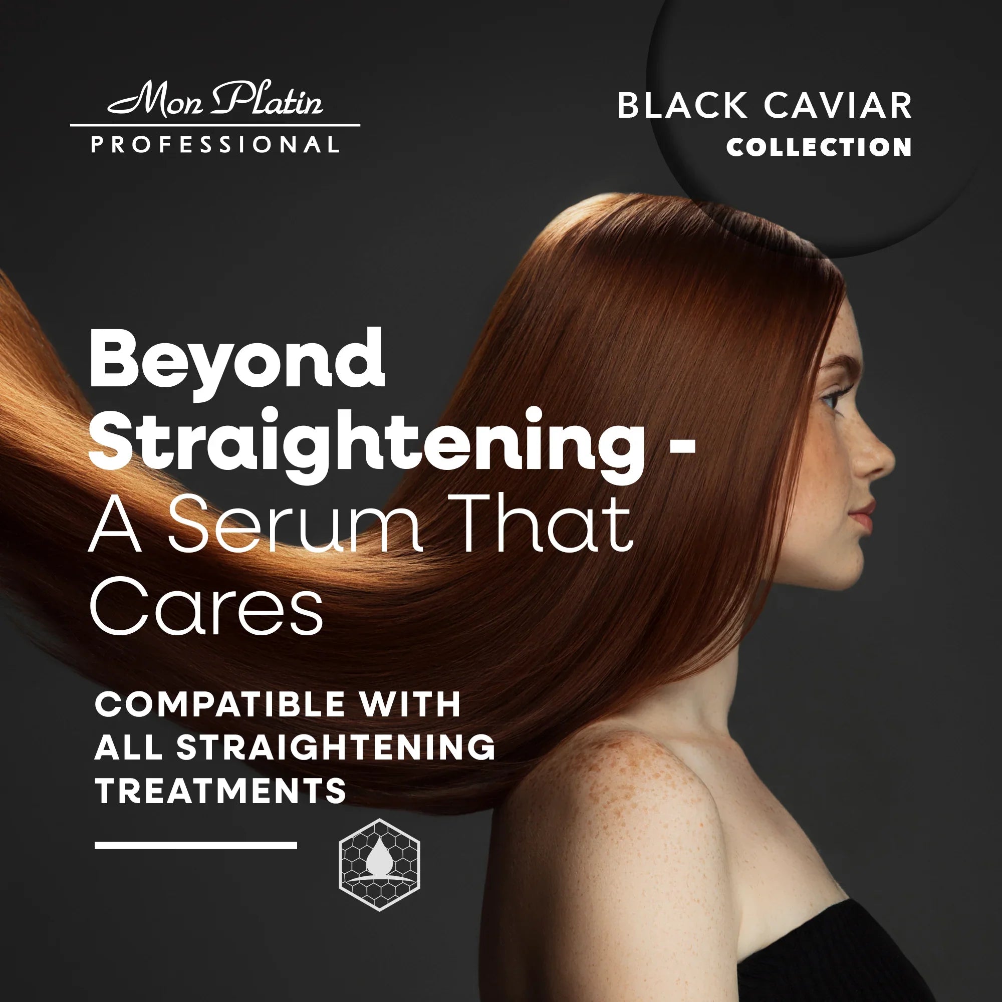 Mon Platin Black Caviar Total Repair Serum - Heat Protection for Straightened Hair - Frizz Control & Shine - 3.5oz