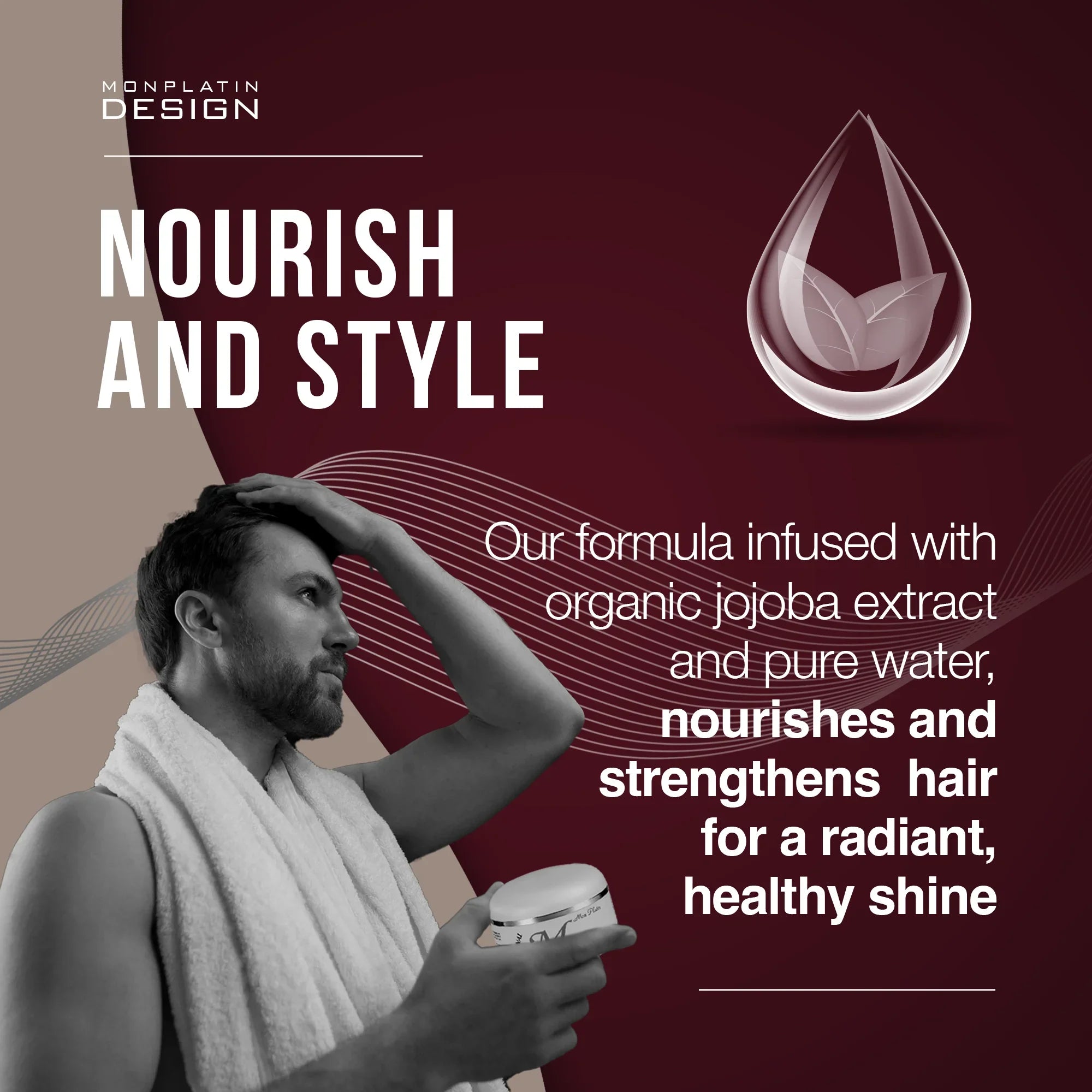 MenOnly Jojoba Styling Wax - Strong Hold, Non-Greasy Wet Look Hair Wax with Jojoba & Black Caviar- 5oz