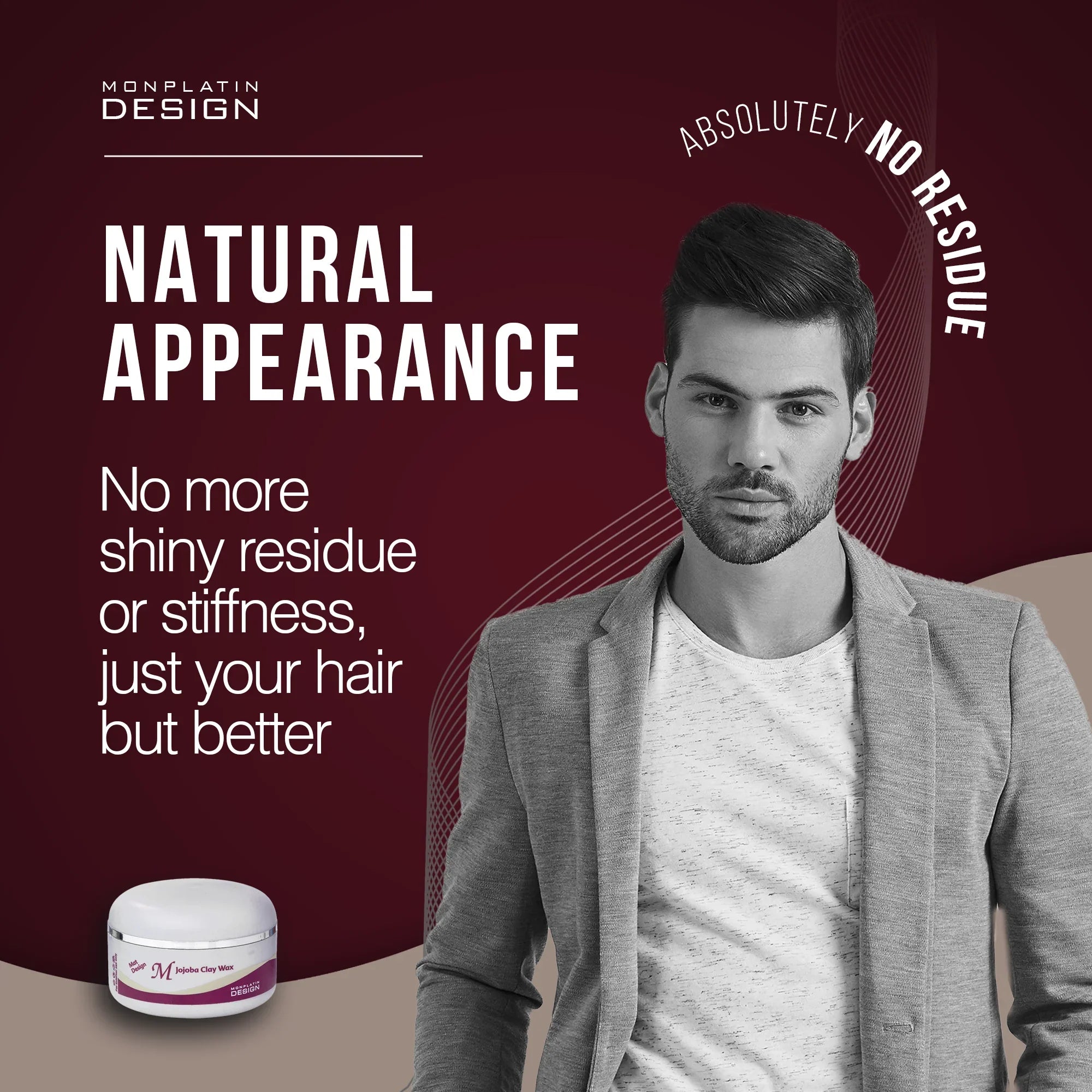 Mon Platin Jojoba Clay Hair Wax - Matte Styling Strong Hold for Men & Women - Flake-Free - 5oz