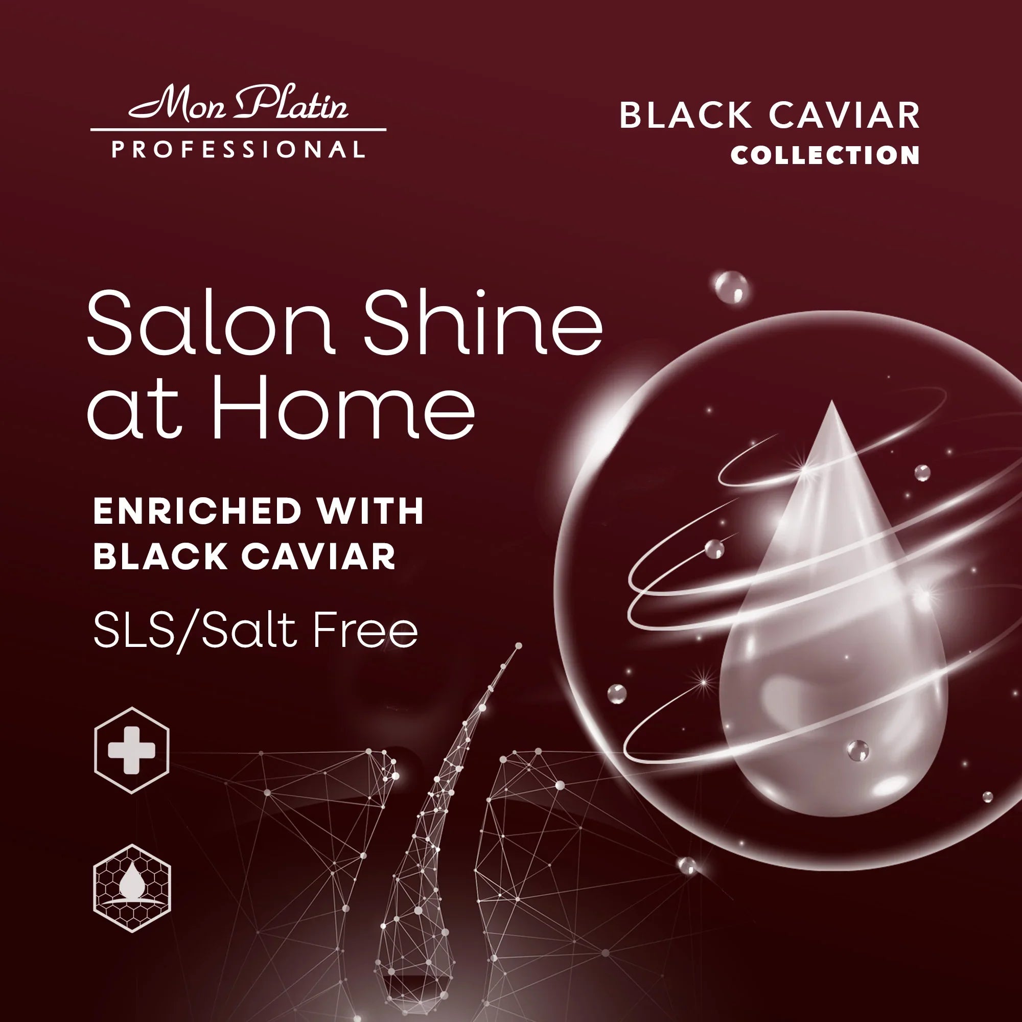 Mon Platin Black Caviar Total Volume Curl Cream - Hydrating Anti-Frizz Curl Defining Cream - 8.5oz