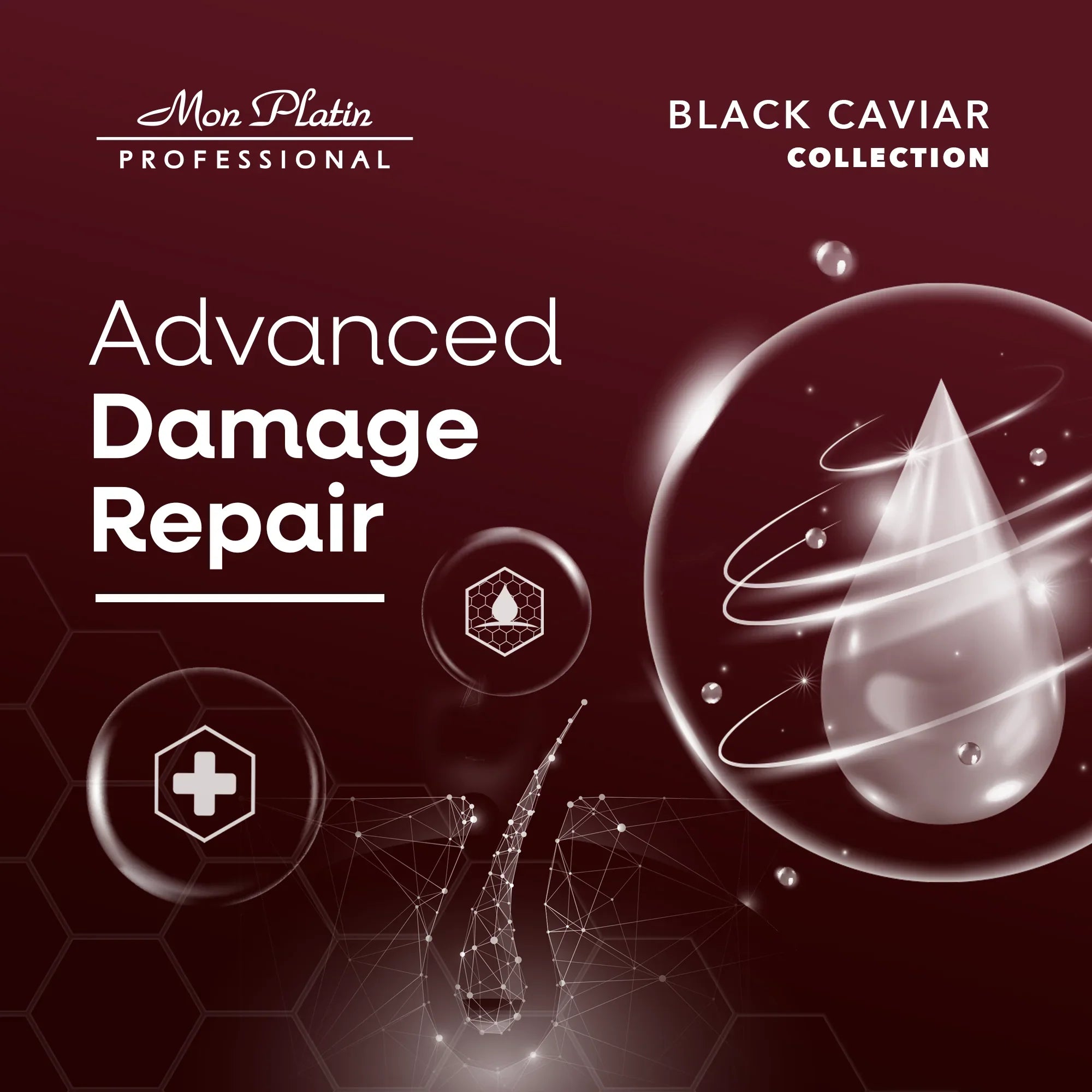 Mon Platin Black Caviar & Silk Protein Hair Mask - Deep Conditioner for Dry Color-Treated Damaged Hair - 17oz