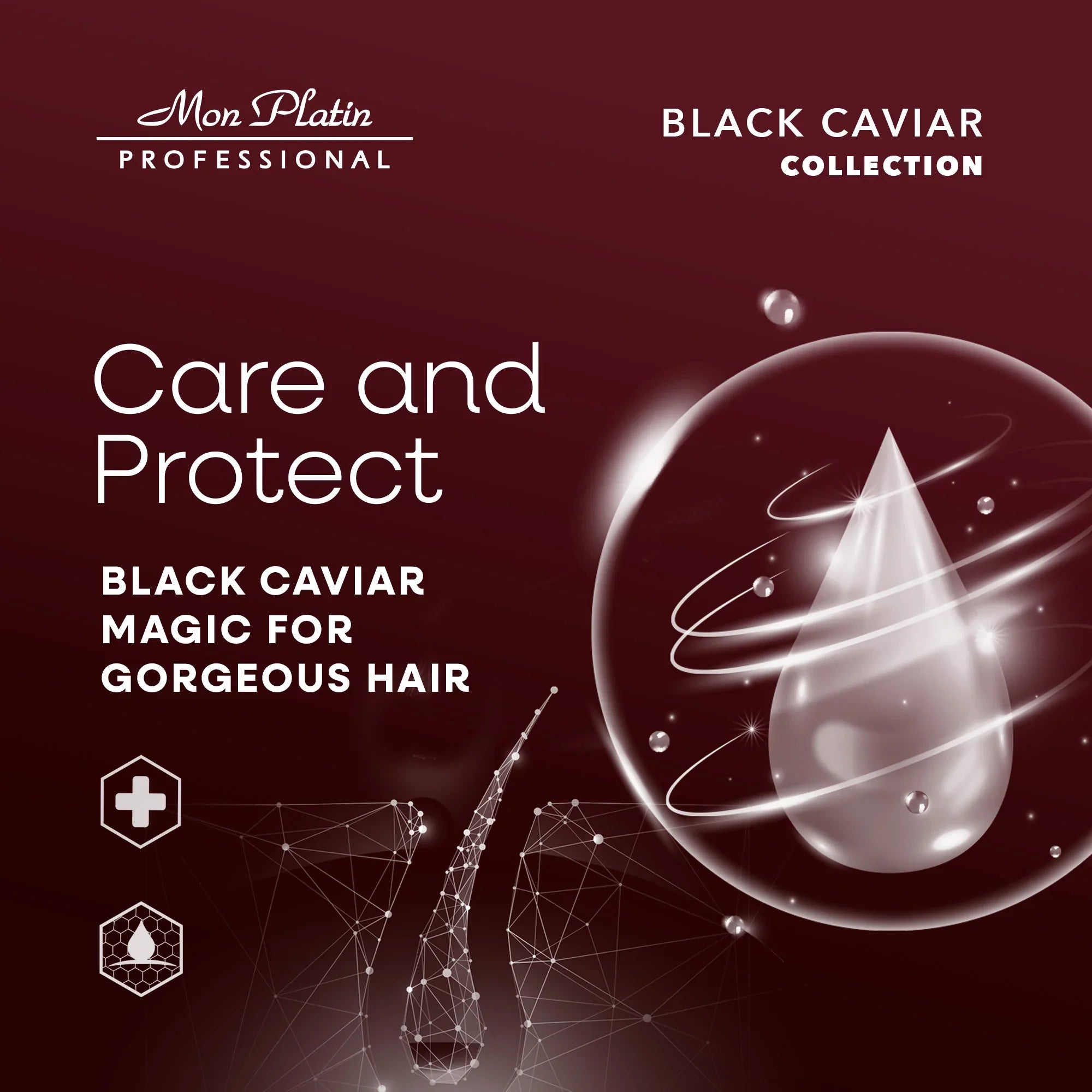 Mon Platin Black Caviar Volumizer Shampoo - Volume Boost for Fine Thin Fragile Hair - SLS-Free - 17oz