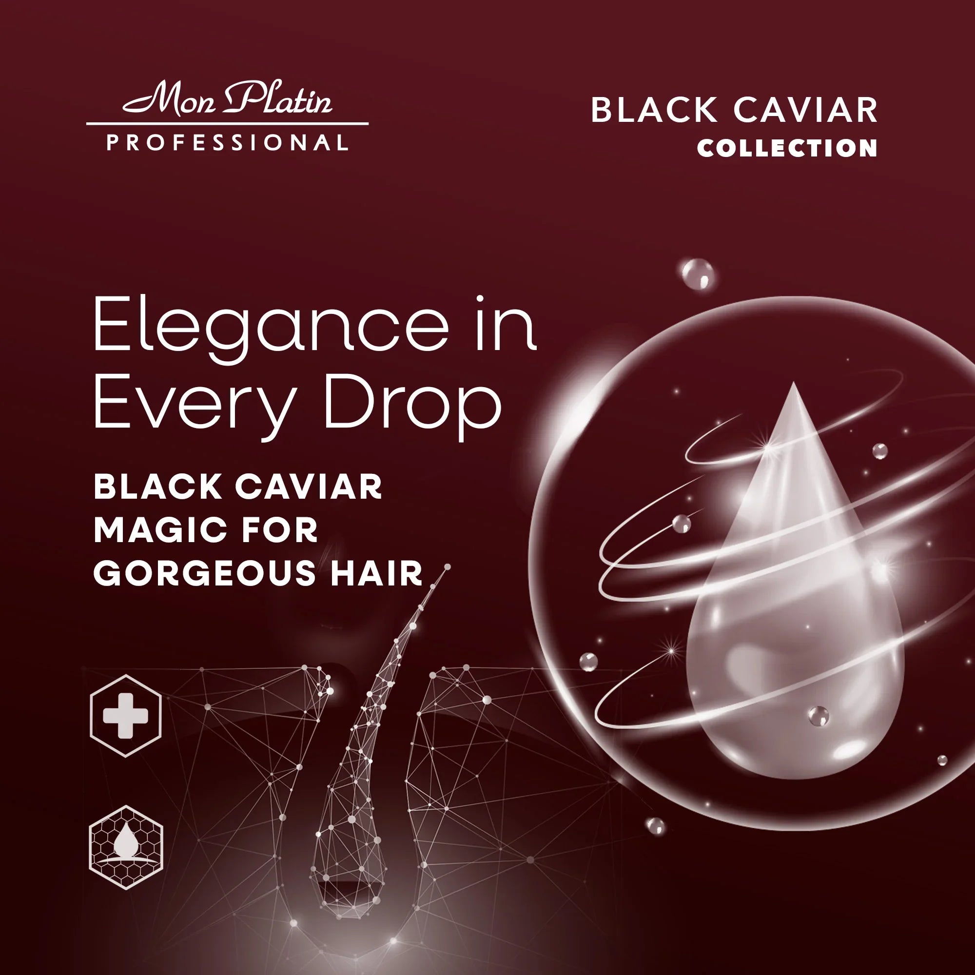 Mon Platin Black Caviar Volumizing Serum - Volume Boost for Fine Thin Fragile Hair - Silk Protein & Shine - 3.5oz