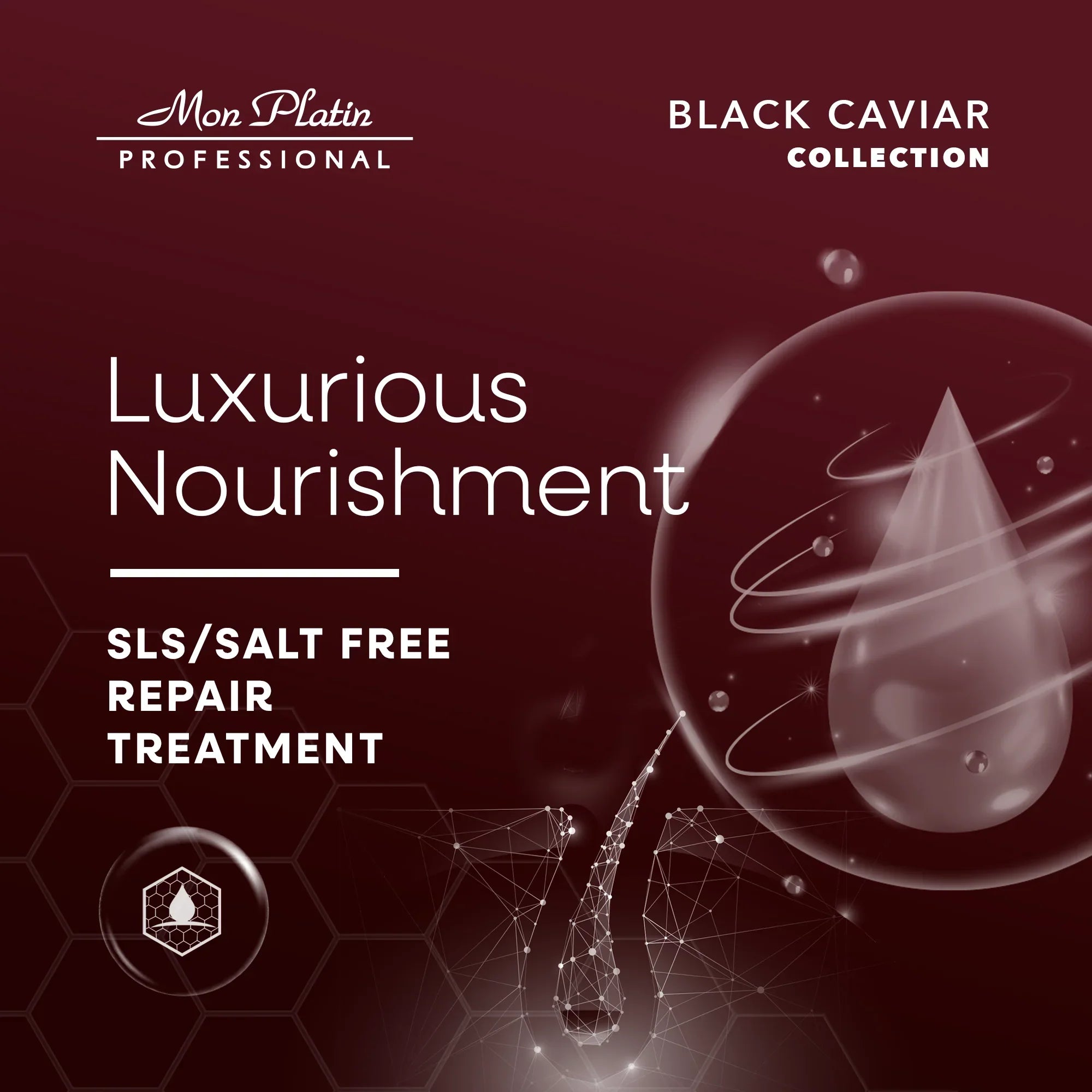 Mon Platin Black Caviar & Silk Protein Hair Serum - Treatment for Dry Damaged Color-Treated Hair - 3.5oz