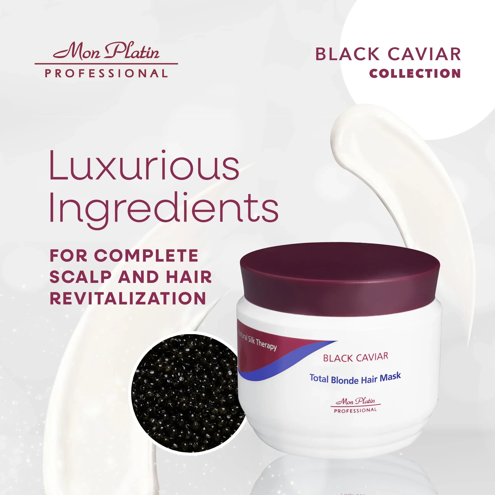 Mon Platin Black Caviar Blonde Hair Mask - Deep Conditioner for Bleached Highlighted Hair - SLS-Free - 17oz