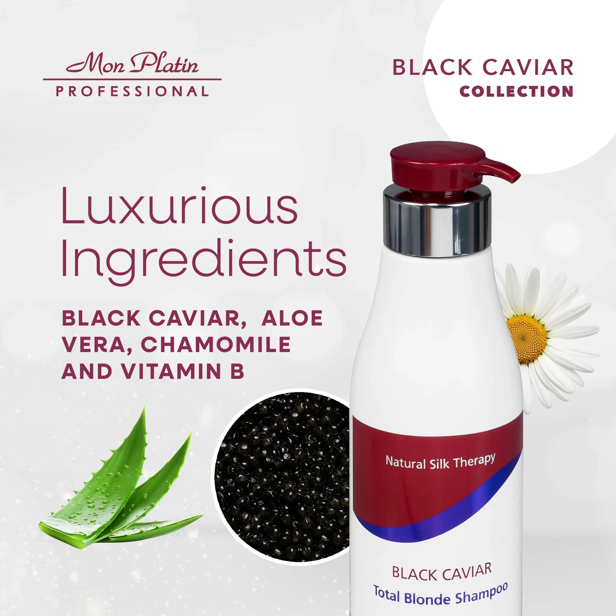 Mon Platin Black Caviar Blonde Shampoo - Moisturizing for Bleached Highlighted Color-Treated Hair - 17oz