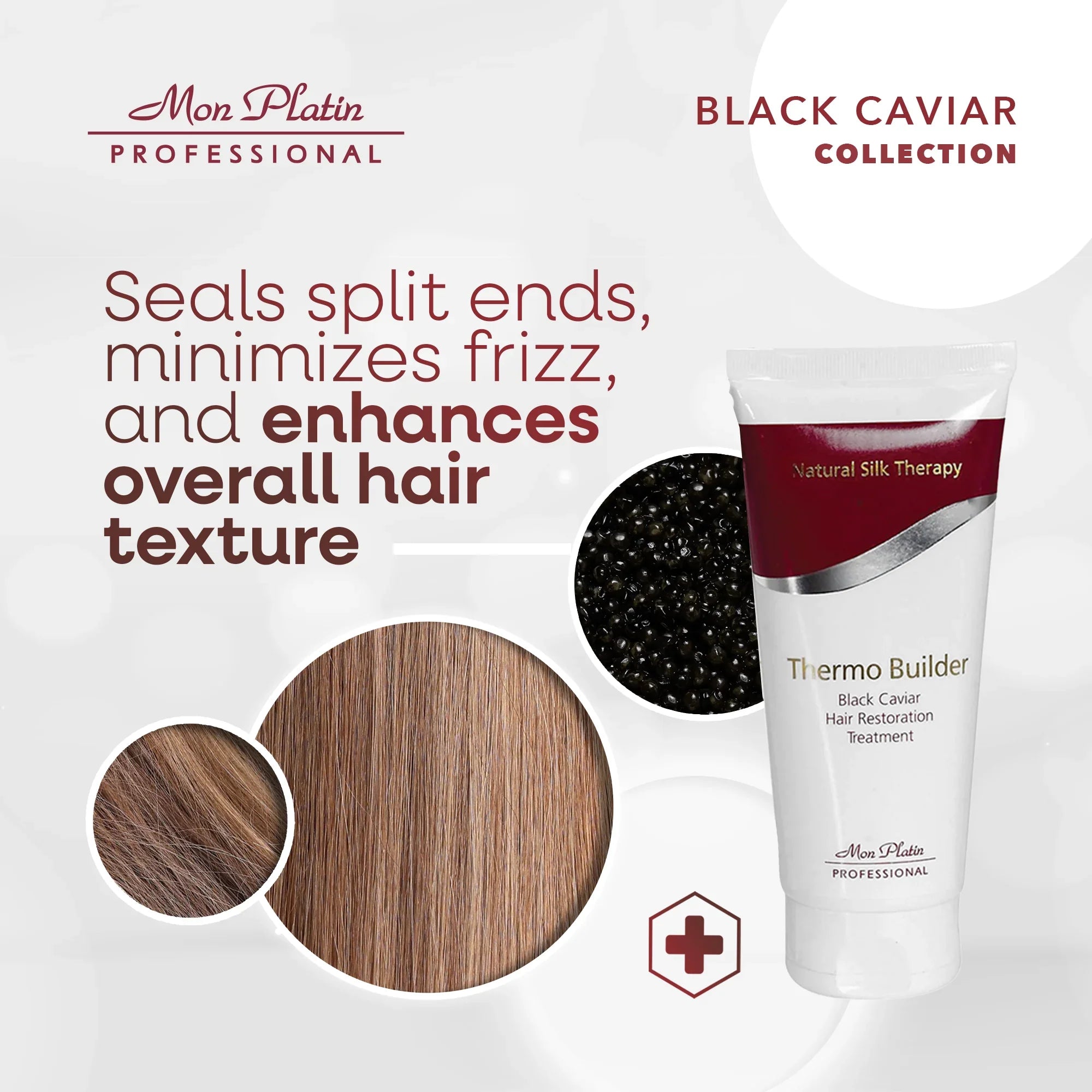 Mon Platin Black Caviar Thermo Builder - Heat-Activated Hair Restoration Treatment - Silk Protein - 7oz