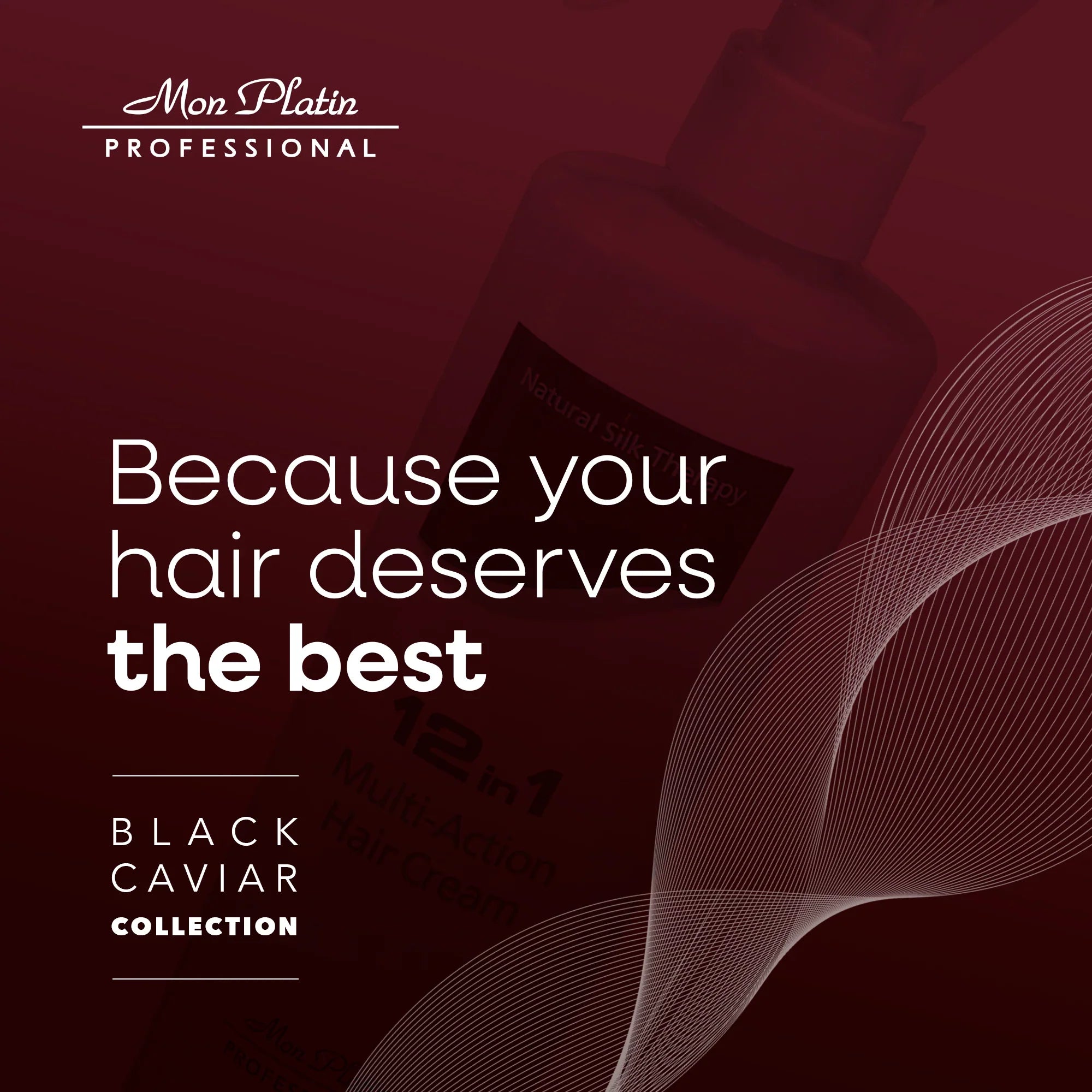 Mon Platin Black Caviar 12-in-1 Leave-In Conditioner Multi-Action Hair Cream for Dry Damaged Hair - 8.5oz