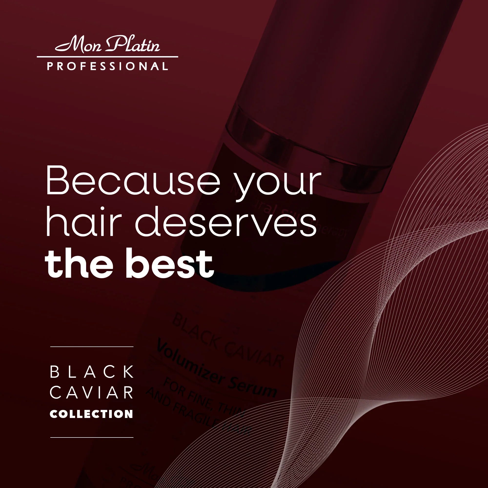 Mon Platin Black Caviar Volumizing Serum - Volume Boost for Fine Thin Fragile Hair - Silk Protein & Shine - 3.5oz