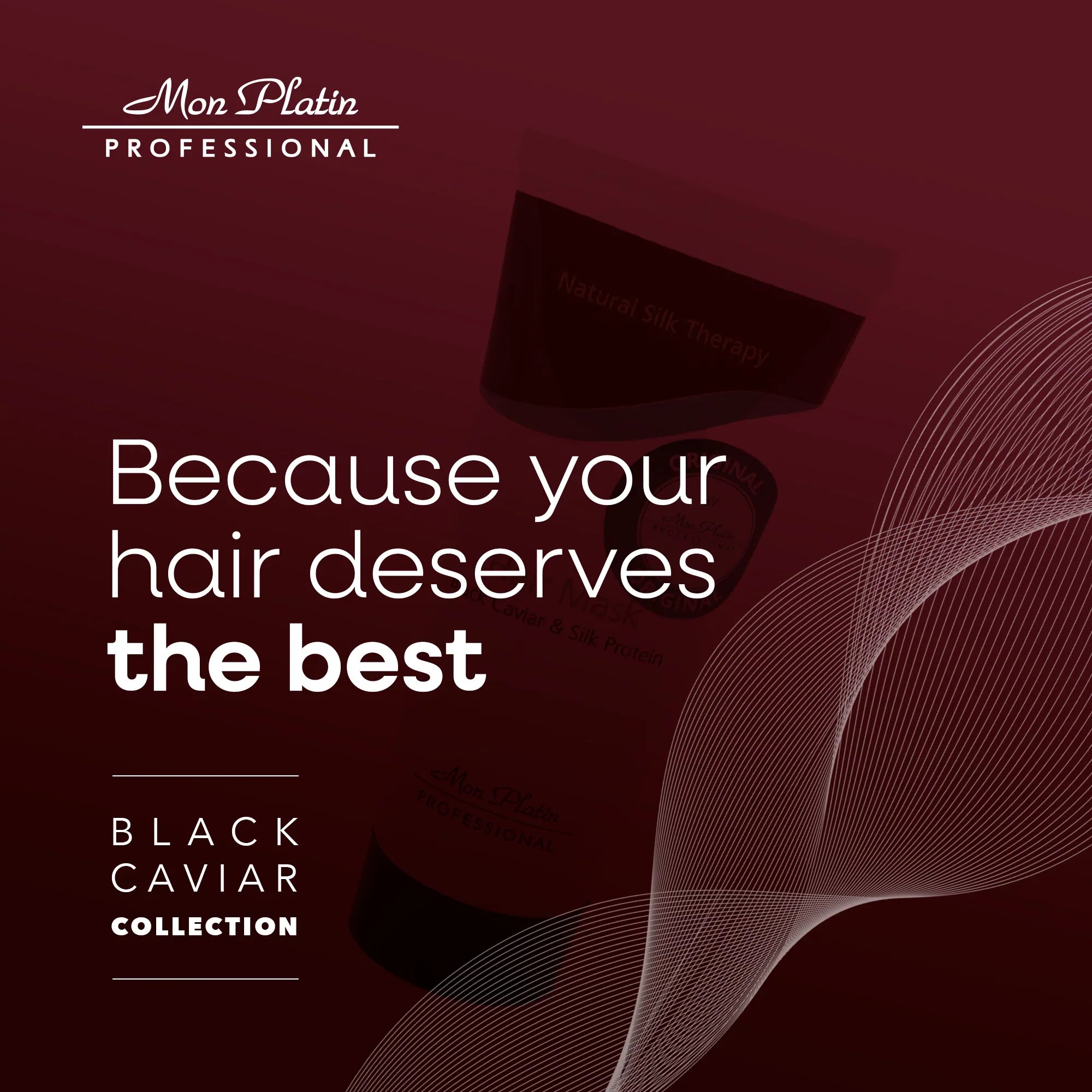 Mon Platin Black Caviar & Silk Protein Hair Mask - Deep Conditioner for Dry Color-Treated Damaged Hair - 17oz