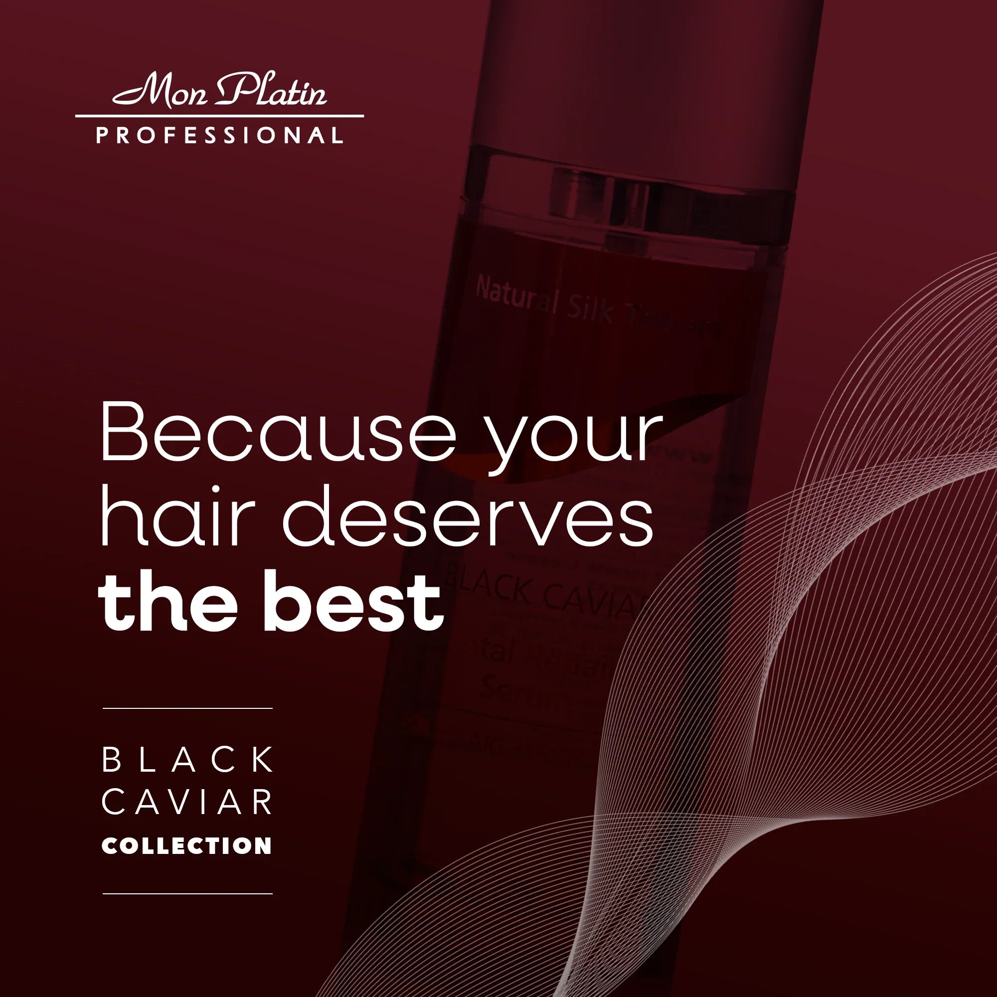 Mon Platin Black Caviar Total Repair Serum - Heat Protection for Straightened Hair - Frizz Control & Shine - 3.5oz