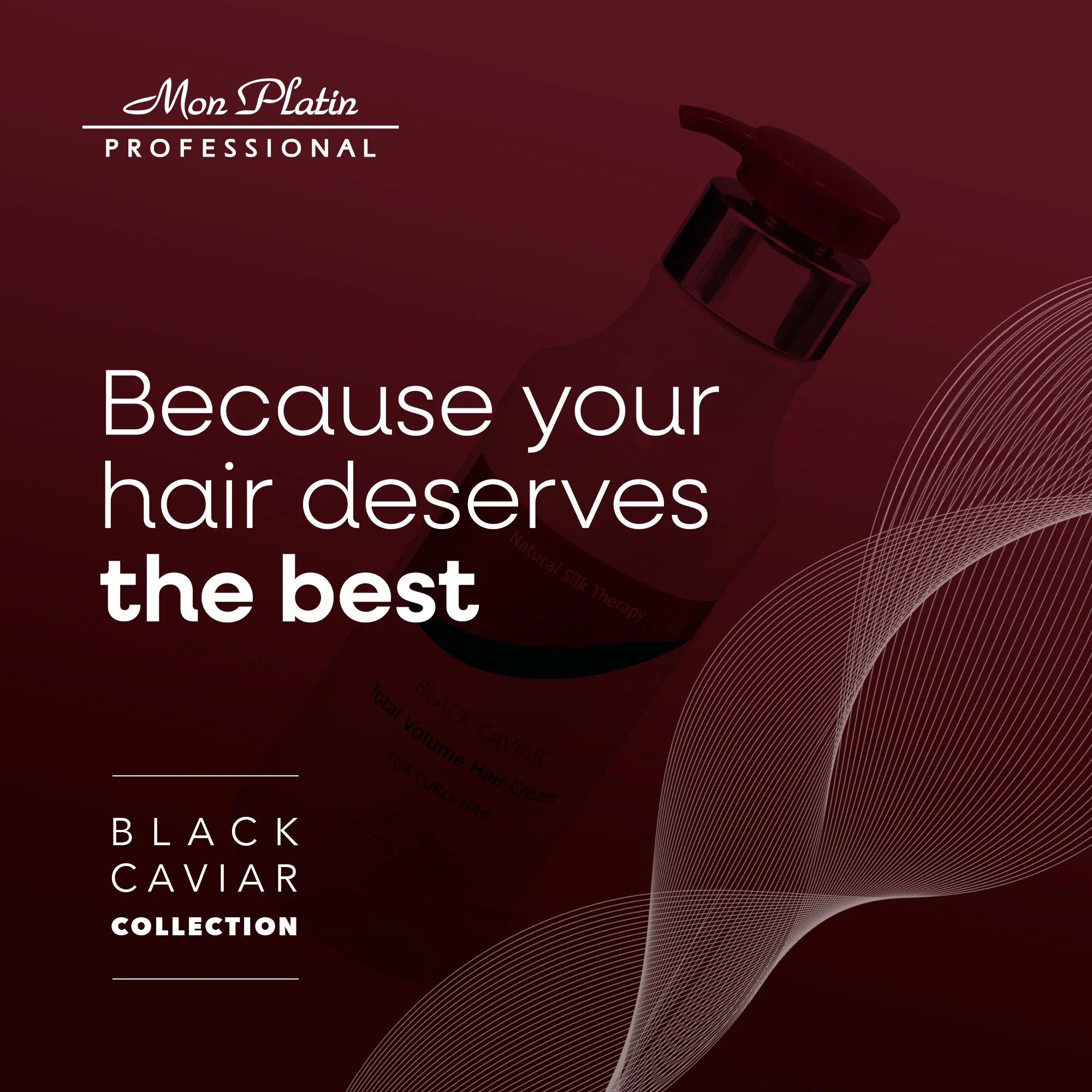 Mon Platin Black Caviar Total Volume Curl Cream - Hydrating Anti-Frizz Curl Defining Cream - 8.5oz