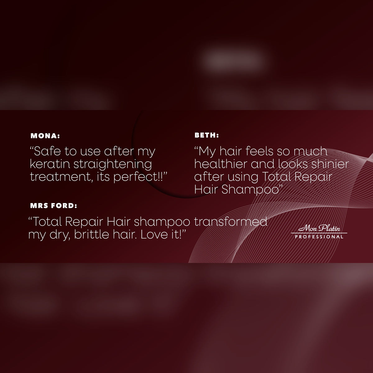 Customer testimonials: keratin-safe, leaves hair healthier and shinier — Mon Platin Black Caviar Shampoo