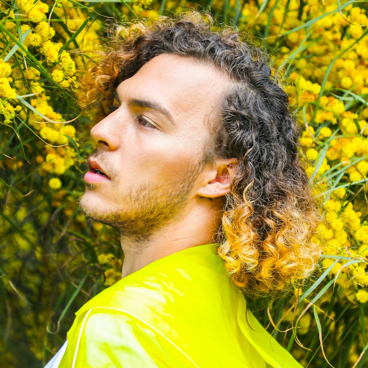 a man with curly hair