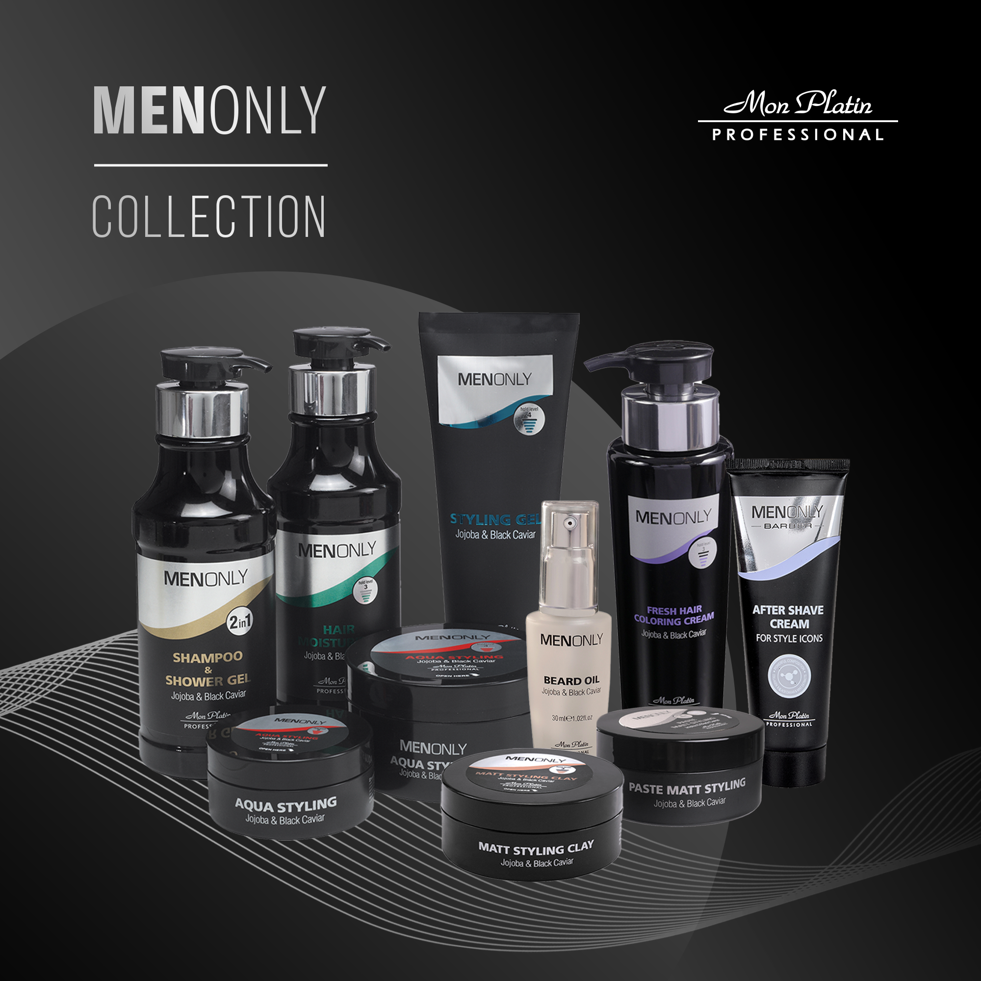 MenOnly Jojoba & Black Caviar Styling Gel for Daily Use 250 ml