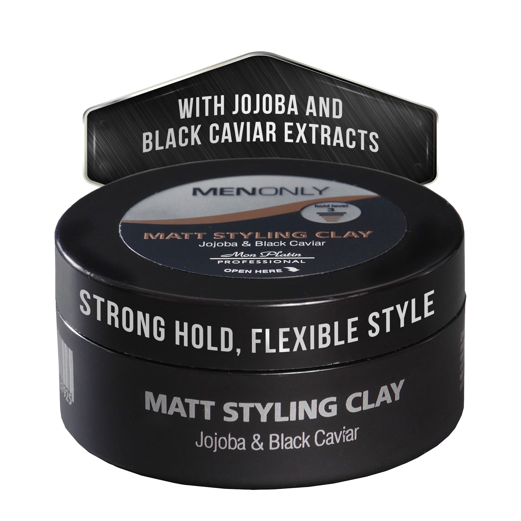 MenOnly Matte Styling Clay - Jojoba Oil Styling Clay Matte Finish Strong Hold for Men - 5oz
