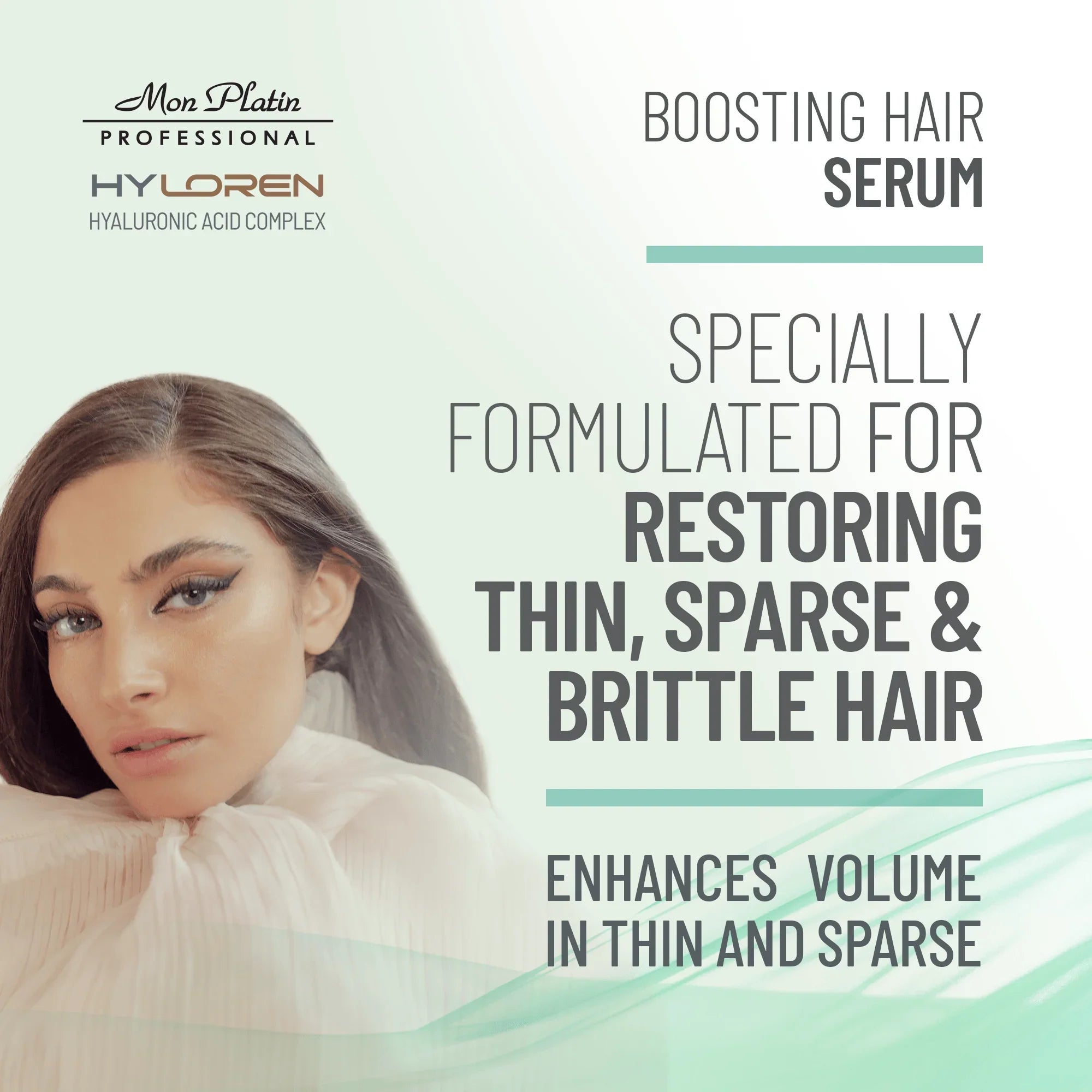 HYLOREN Hair Boosting Serum with Hyaluronic Acid Thin, Sparse and Damaged Hair, Hair Repair Treatment, Anti Thinning, Calcium Infused Hair Thickening for Soft, Shiny Hair 1.7 oz / 50ml